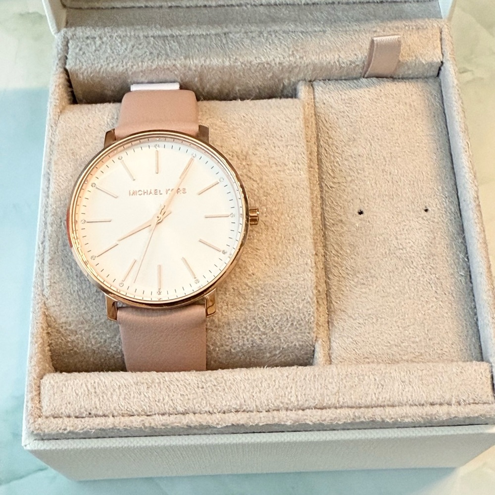 MICHAEL KORS Pyper Rose Gold-Tone Blush Leather Watch